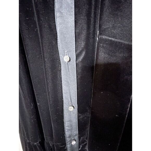 Chez California By Tandy Size 14W Black Velvet Dress Rhinstone Buttons Modest - Picture 5 of 7
